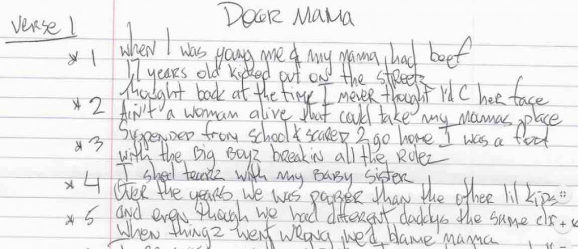 2Pac直筆の「Dear Mama」リリックがオークションで販売される。Dear Mamaのメッセージをおさらいしよう